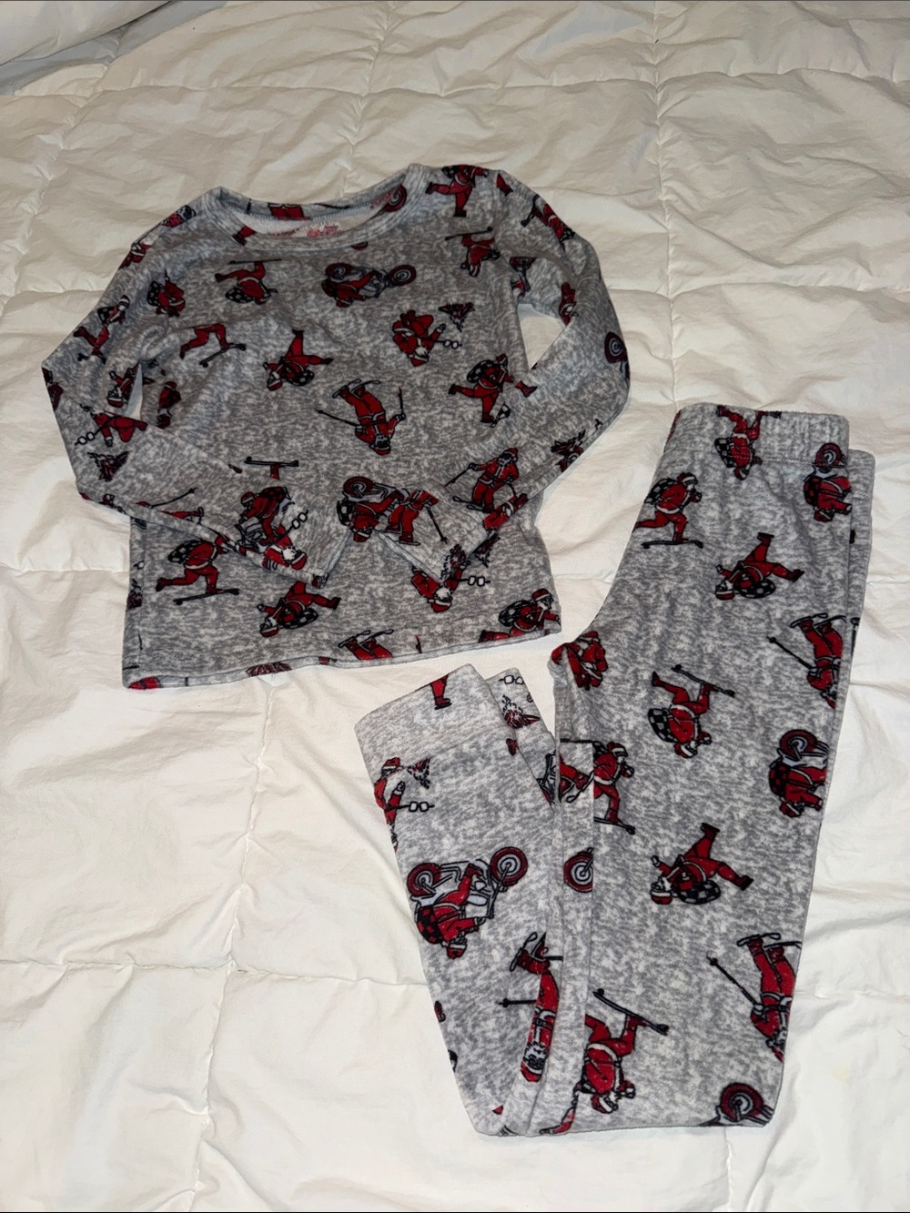 Cat & Jack Gray and Red Motorcycle Fleece Pajama Set